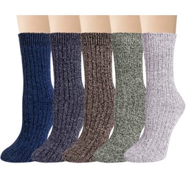 Loritta Wool Socks for Women, Winter Warm Stocking Stuffers Gifts for Women Cabin Crew Hiking Boot Socks,solid Color Vertical Stripes