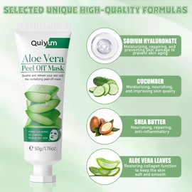 Aloe Vera Face Masks, Aloe Vera Peel Off Masks, 50 g Aloe Vera Gel Soothing Mask with Makeup Brush, Aloe Vera Skin Care Set for All Skin Types