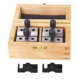 waltyotur V Block Set with Clamp Hardened Steel 90 Degree Angle Precision V Block Set 1-3/8 x 1-3/8 x 1-3/16 Multi-Use Gauge Gage Machinist Tool with Box