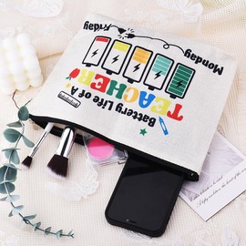 Teacher Appreciation Makeup Bag Gifts Women Female Travel Toiletry Bag Teachers Canvas Storage Bags Gift Math Dancer Teacher Back to School Gifts for Pe Teachers Christmas Thank You Gifts