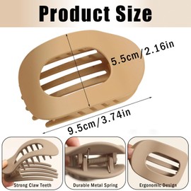 Eastrise 6 Pack Flat Hair Clips for Women,Flat Claw Clips for Thick Hair, Ergonomic Curved Hair Claw Clips for Thick Thin Curly Hair, Strong Hold (Style A/6 Pcs)