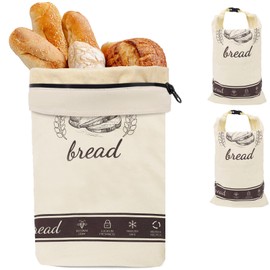 Dntorx Bread Bags for Homemade Bread, 2 Pack XL Beeswax Bread Bags for Sourdough Reusable Bread Bags Sourdough Bread Bags Linen Bread Bag Bread Storage Bags Food Storage Bag(Brown 12.6"x17")