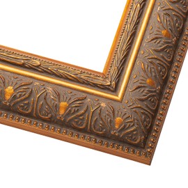 12x16 Frame Gold Ornate Beaded Vintage Floral Solid Wood Picture Frame | 2.5 Inch Wide Moulding | 0.875 Inches Deep | UV Acrylic Plexiglass, Foam Board Backing & Hanging Hardware Included