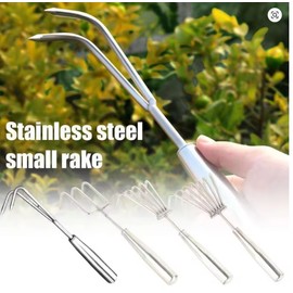 Garden Weed Puller for Weeding & Soil Loosening – Manganese Steel Multi-Tooth Hand Rake for Gardens, Lawns & Yards