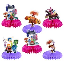 5Pcs Inside Out Party supplies set Inside Out Honeycomb Centerpieces Double Sided Table Topper for Inside Out birthday party decoration Kids Baby Shower Birthday Party Decorations