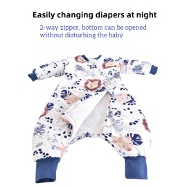 Chilsuessy Baby Winter Sleeping Bag with Feet for Small Children All-Year Winter Sleeping Bag Pyjamas for Boys and Girls, Removable Sleeves, A Zebra Lion / 2.5 Tog, 90/Baby Height 100-110 cm