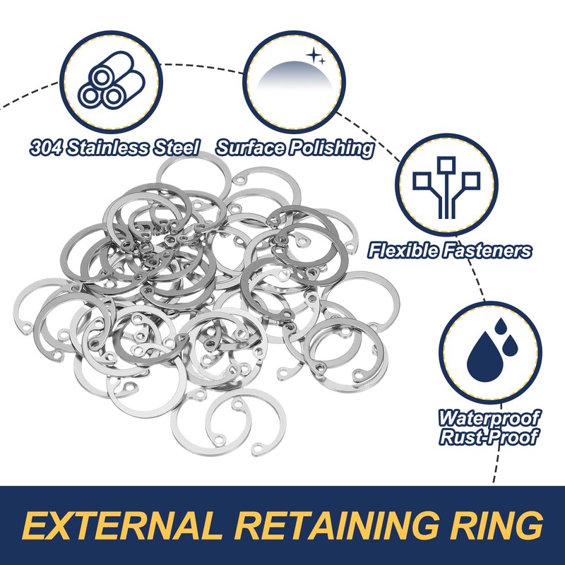 PATIKIL 50 Pcs 20mm ID Internal Retaining Rings E-Clip Snap