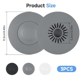 Arvoni 3 Stück Waschbeckenstöpsel, Badewannenstöpsel Universal, Abflussstopfen Silikon mit Haarsieb Funktion, Praktisches Abflusssieb Silikon für Badewanne, Waschbecken, Küche, Spüle