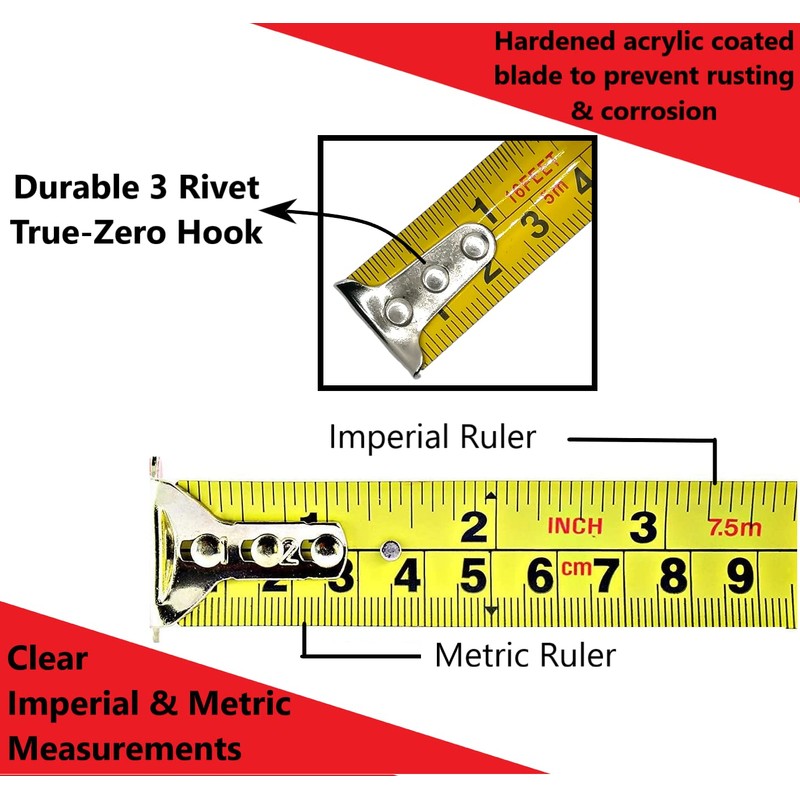 Retractable Tape Measure 5m 16ft | Professional Measuring Tape Acrylic