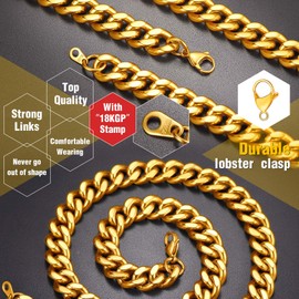 Gold Curb Chain 24inch Mens Gold Necklace Thick Chain