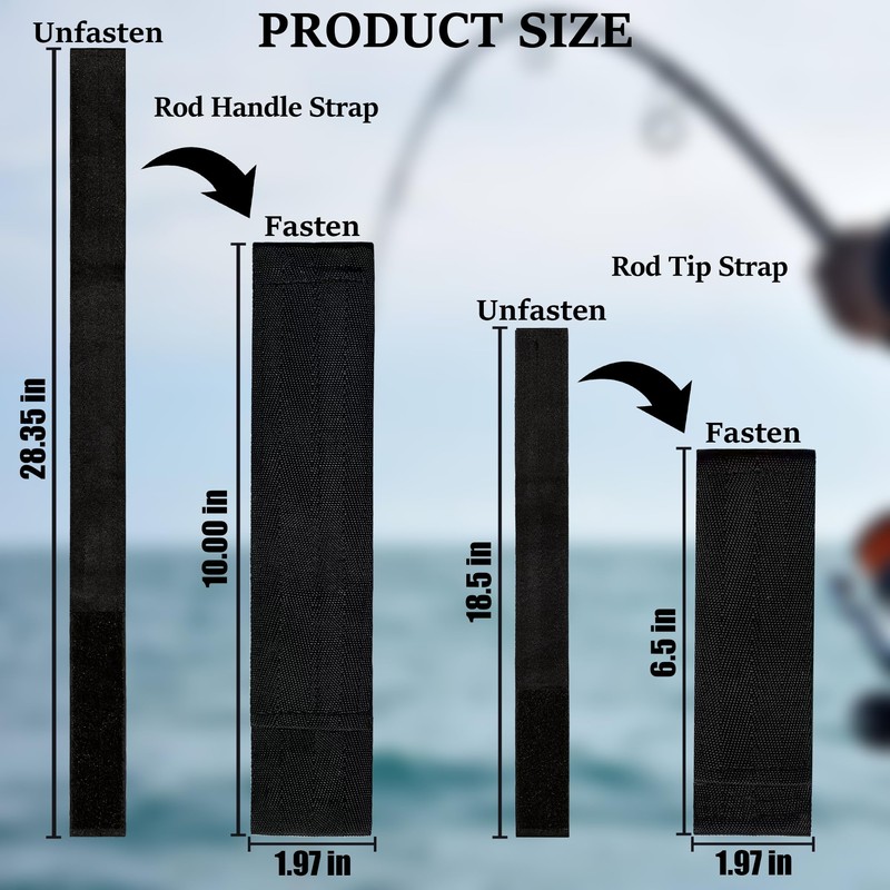 Fishing Rod Holder Straps for Boat Deck, Secures 5 Rods,