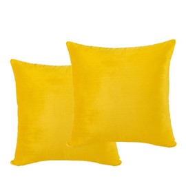 CUSHY HOME 2 Pack Velvet Soft Decorative Square Throw Pillow Case Cushion Covers Luxury Pillowcases for Livingroom Sofa Bedroom with Invisible Zipper 45cm x 45cm 18x18 Inches Yellow