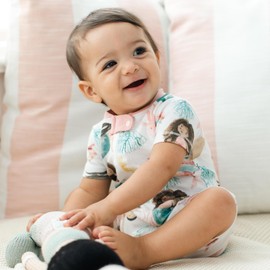 Burt's Bees Baby Unisex Baby Short Sleeve Pajamas, One-Piece Sleeper Romper PJs, Snug Fit for Infants 3 to 24 Months, Magical Mermaids