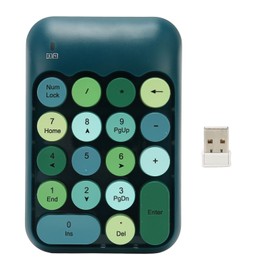 2.4GHz Wireless Numeric Keypad 18 Keys Retro Color Round Keycaps Mini Number Keyboard with USB Receiver for Laptop Dark Green Color
