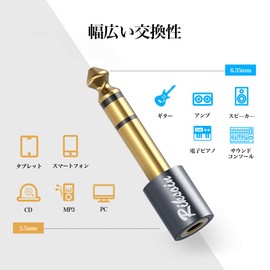 3.5mm to 6.35mm Conversion Plug, RIKSOIN (1 piece), Stereo Mini Plug (Female) to Stereo Standard Plug (Male) Earphone Jack Converter, 24K Gold Plated, Suitable for Headphones, Amplifiers, Electronic