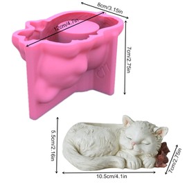 Cute Cat Concrete Flower Pot Molds Succulent Planter Vase Cactus Silicone Molds Candle Pen Holder Mold Epoxy Resin Cement Clay Mould