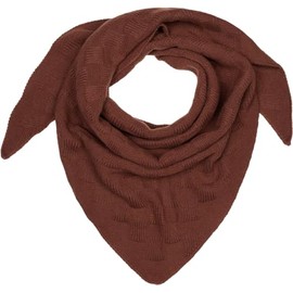 styleBREAKER Ladies XXL Knitted Triangle Scarf Unicoloured with Checkerboard Knitted Pattern, Maxi Scarf, Triangular Scarf, Warm Winter Scarf 01020047, Colour:Dark Brown