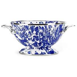 Golden Rabbit Enamelware - 1qt Petite Colander (Cobalt Swirl)