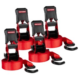 CRAFTSMAN CMXAZBS15004 Black/Red 1" x 12' Ratchet Tie Down Straps - Light/Mid-Weight Duty (1500 lb Break Strength), 4 Pack