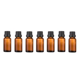 OHEETU 6Pcs 20ML Empty Amber Glass Essential Oil Bottles with Orifice Reducer Droppers and Black Caps Refillable Perfume Aromatherapy Storage Container Vial Jars