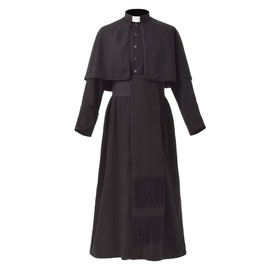 BLESSUME Priest Soutane Roman Cassock Costume Minister Choir Cassock with Cincture Band Belt Black