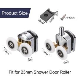 uxcell 8 Pcs Shower Door Rollers, 23mm Dia Copper Bathroom Glass Door Top Bottom Twin Rollers Runners for 4-5mm Glass Door, Kitchen Sliding Door Wheels Replacement with Screw, Silver