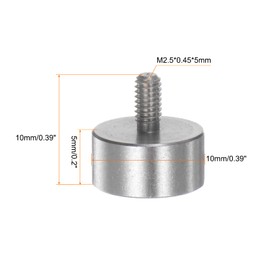 sourcing map 2pcs Flat Contact Points 10mm Dia 5mm Length M2.5 Thread 303 Stainless Steel for Dial Digital Indicator Depth Gauge Thickness Gauge