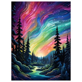 Reivworl Diamond Art Kits for Adults, Aurora Diamond Painting Kits, Landscape Diamond Painting for Adults for Gifts and Home Wall Decor 12x16Inch