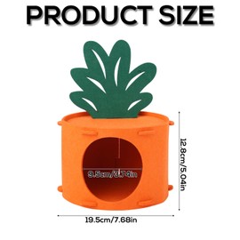 Gosknor Guinea Pig Hideout, Pineapple Shape Guinea Pig Home Bed Chinchilla Cage Accessories Felt Material Hamster House Hamster Cage Box Washable Nest for Pet Small Animal Chinchilla Hamster Hedgehog
