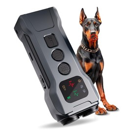 R9 Ultrasonic Dog Repellent Device with LED Flashlight, Dual Head Anti Barking Dog Deterrent, 15-30KHz Pet Training Device with 2 Modes for Walking & Outdoor Protection (Black)