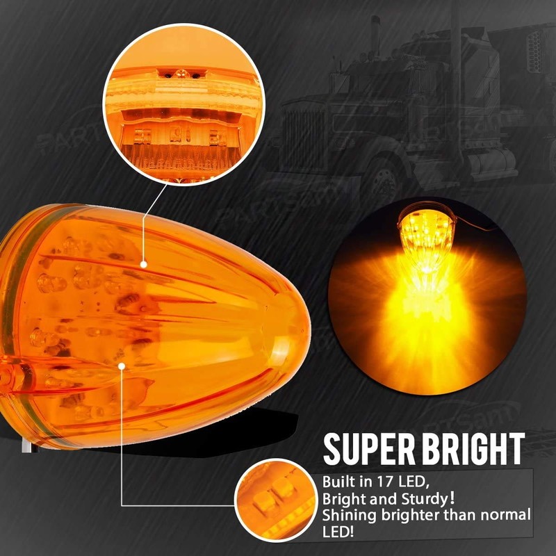 Partsam 5PCS 17LED Amber Cab Marker Top Roof Running Light