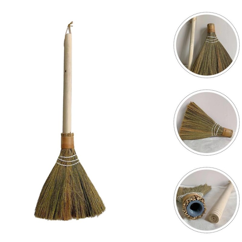 Alipis Straw Soft Broom Detachable Handle Hand Broom Rustic Farmhouse