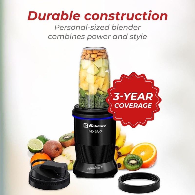 Koblenz Mix&Go Personal Blender, Portable Size Blender for Shakes and