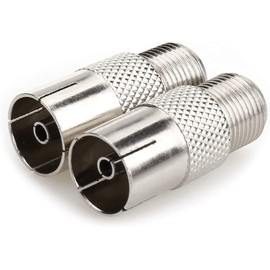 Pencilupnose 2 Pack TV Aerial Coaxial Cable F-Connectors Adaptor compatible with Satellite Sky BT Freeview Set-top Box F Type Screw Connector Socket to RF Coax Aerial Female Adapter