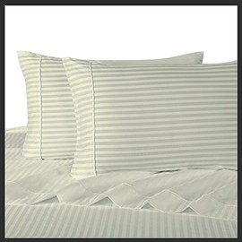 Royal Hotel Bedding Striped Ivory 300-Thread-Count 3 Piece Queen Duvet-Cover 100-Percent Cotton, Sateen Striped, 100% Cotton