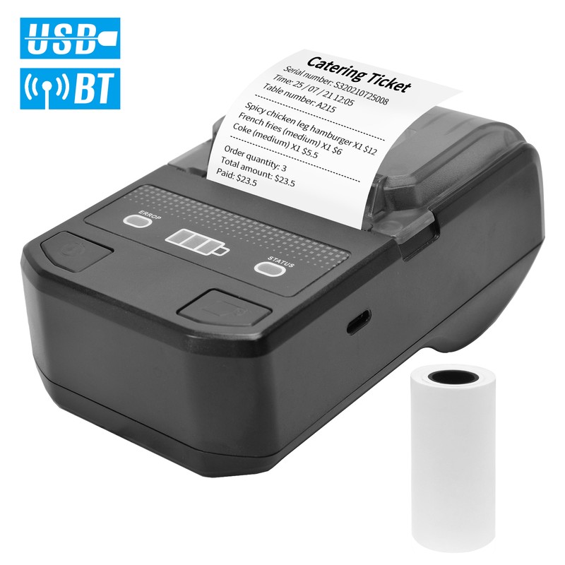 Portable 58mm Thermal Receipt Printer Wireless BT Mini Bill Ticket
