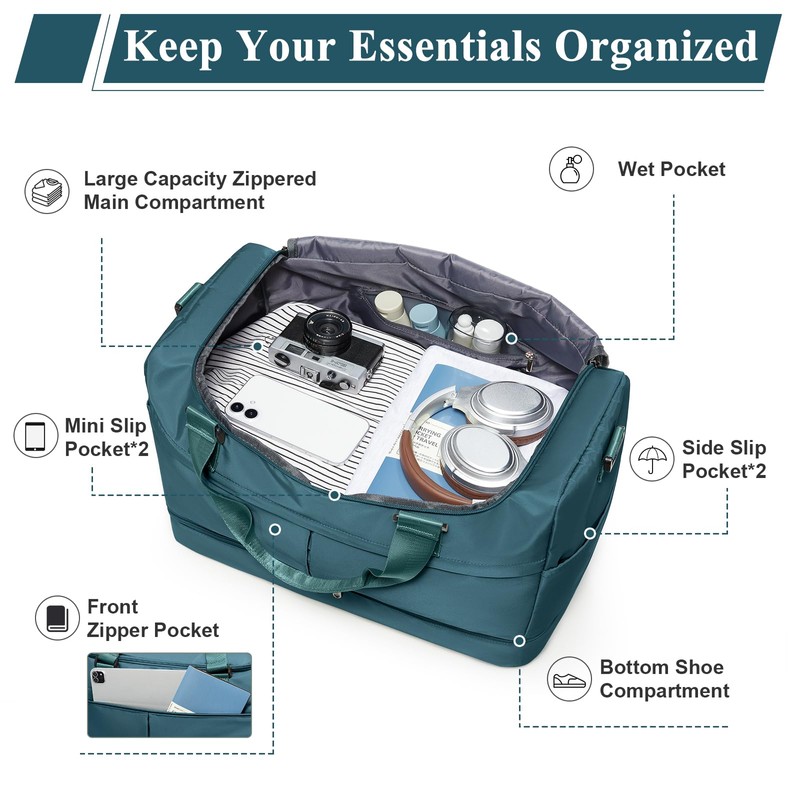 Weekender Bags for Women, Large Travel Duffle Bag with Shoe