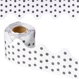 PATIKIL Dots Bulletin Board Border, 33 Feet Poster Chalkboard Cork Decoration Trim Scalloped Borders Wall Decor for Classroom Office Locker, White