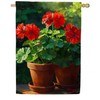 America Forever Red Geranium Pots House Flag, 28 x 40