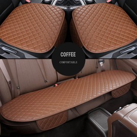 YUNZLAN Universal Leather Car Seat Cover/Protector, Front/Rear car Cushion Car Seat Pad/mat with Non-Slip Bottom-1pcs (Front-Coffee)