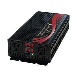 KRXNY Power Inverter Converter 2000W 24V DC to 110V 120V AC 60HZ Pure Sine Wave with LED Display for Car RV Home Solar
