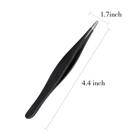 6 Pieces Pointed Tweezers Ingrown Hair Tweezers Precision Needle Point Tip Tweezers Stainless Steel Tweezers for Nose Facial Hair Eyebrow Blackhead Remover (Black)