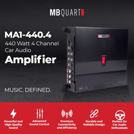 MB Quart 440 Watt 4 Channel Car Audio Amplifier, Digital Class D, MA1-440.4, Black