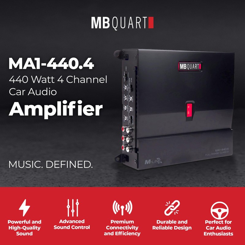 MB Quart 440 Watt 4 Channel Car Audio Amplifier, Digital