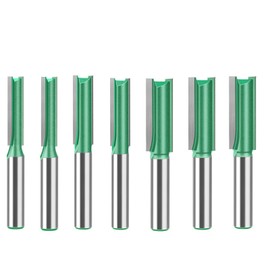 MACHSWON 7 PCS Straight Router Bit Set 8mm Shank,Double Flute Woodworking Milling Cutter Router Bit Sets 6mm 7mm 8mm 9mm 10mm 11mm 12mm Cut Diameter Cutting Trimming Cutter Routing Bits