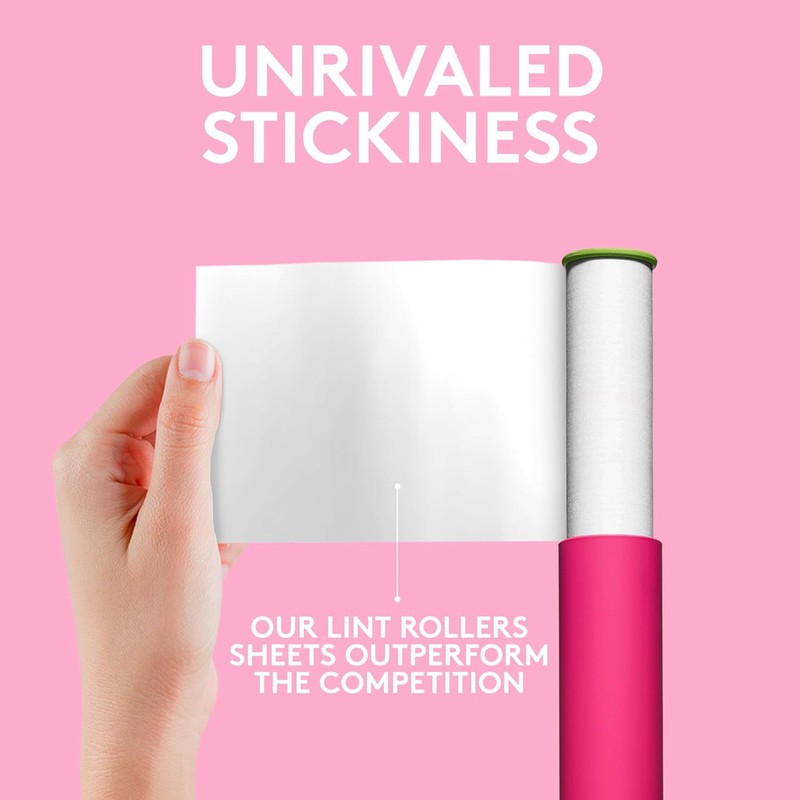 Flint Classic Pink Retractable Mini Lint Roller with 30 Extra