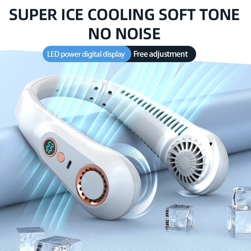 Portable Bladeless Neck Fan for Hands-Free Cooling – 5-Speed USB