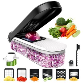 CHEFOLLA Cortador de Verduras, Picador de Verduras Multifunción 6 en 1, Cortador para Cocina con 6 Cuchillas de Acero Inoxidable, Cortadora para Frutas, Verduras y Ensaladas, Aparatos de Cocina