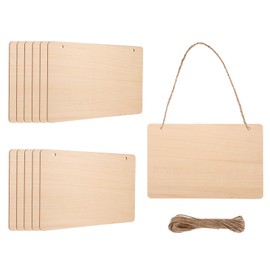 sourcing map Unfinished Hanging Wood Sign Blank with Ropes 9"x6" Unfinished Wood Crafts Boards Wooden Plaques for Crafts DIY Painting Burning Carving Door Wall Decoration, Style 6, Pack of 12