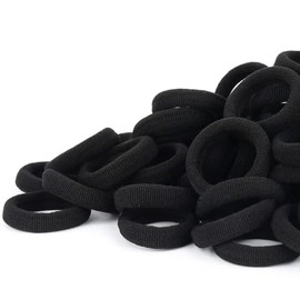 Lavema Thick Hair Bobbles Seamless Hair Bands No Kinks No Interruption Non-Slip Seamless Hair Rubber Bands Thick Stretchy Ponytail Holder Black